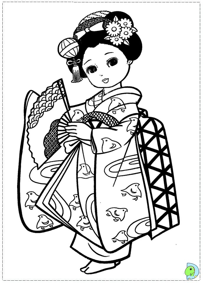 Japanese Girl Coloring page - DinoKids.org