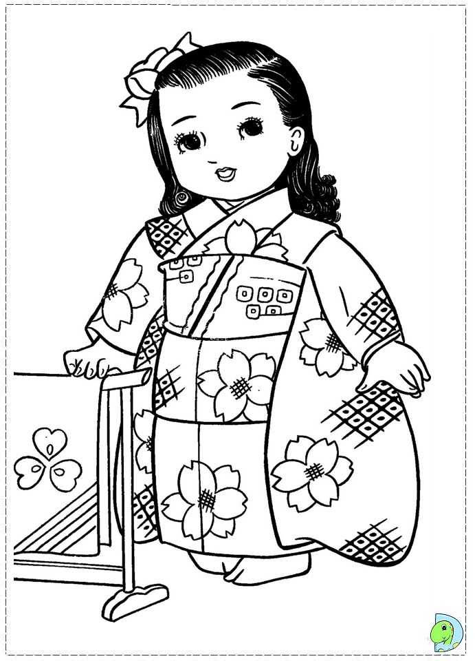 Japanese Girl Coloring page - DinoKids.org