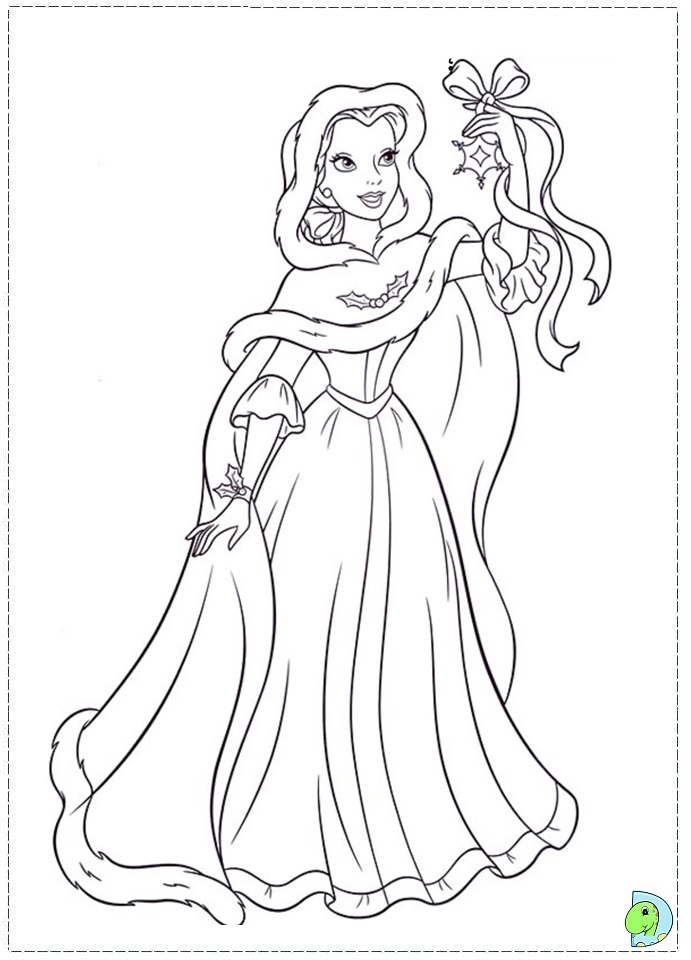 Printable Disney Princess Christmas Coloring Pages Christmas Disney Princess Coloring page- DinoKids.org