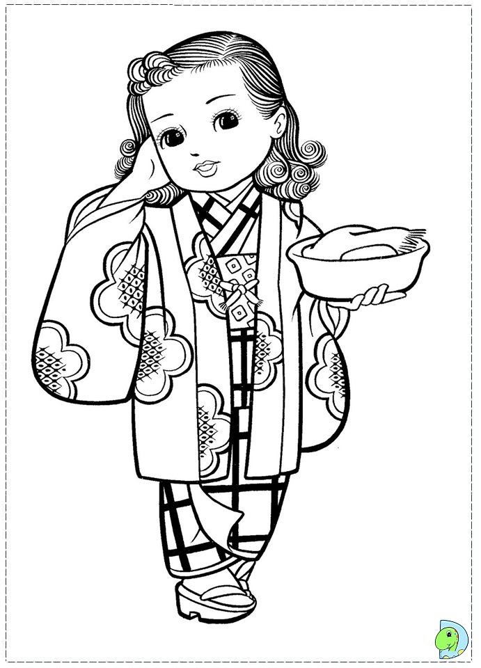 Japanese Girl Coloring page - DinoKids.org